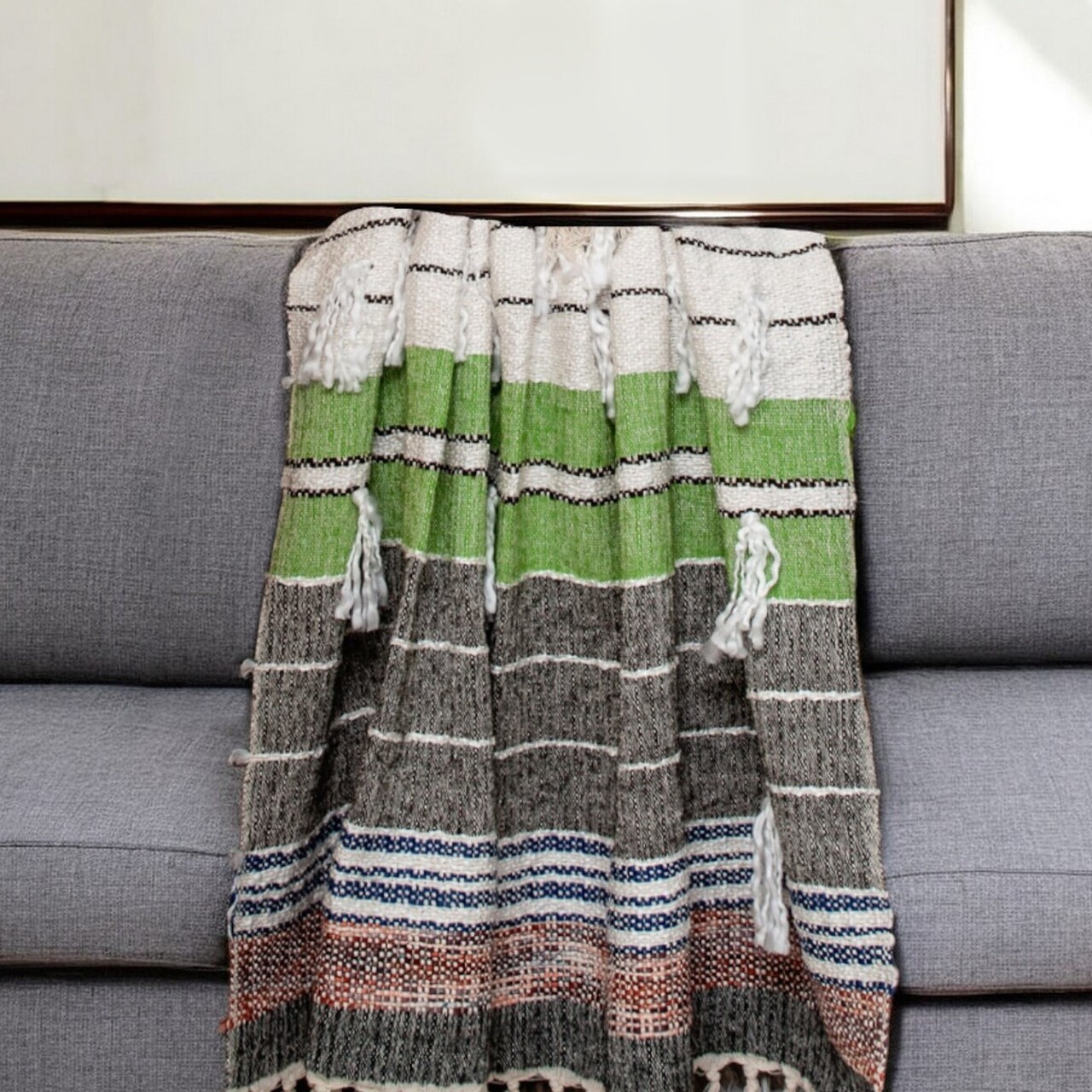 Edge Collections - 52" x 67" - Multicolor - Elegant Woven Wool Throw Blanket for Cozy Living Spaces - 1 Piece